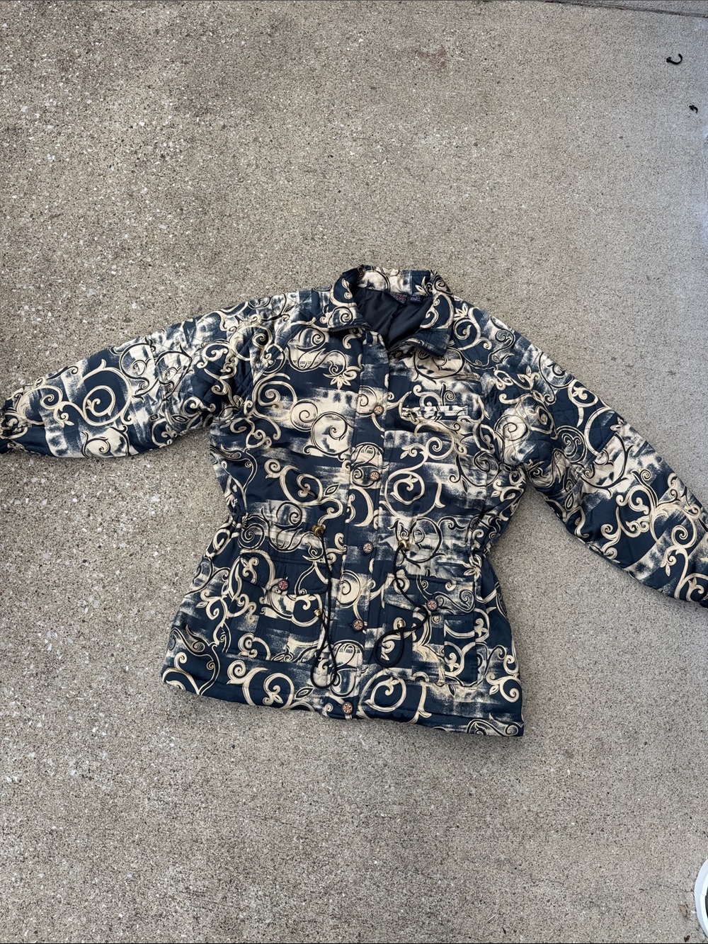 Vintage 90s Mureli Silk Baroque Coat Size L